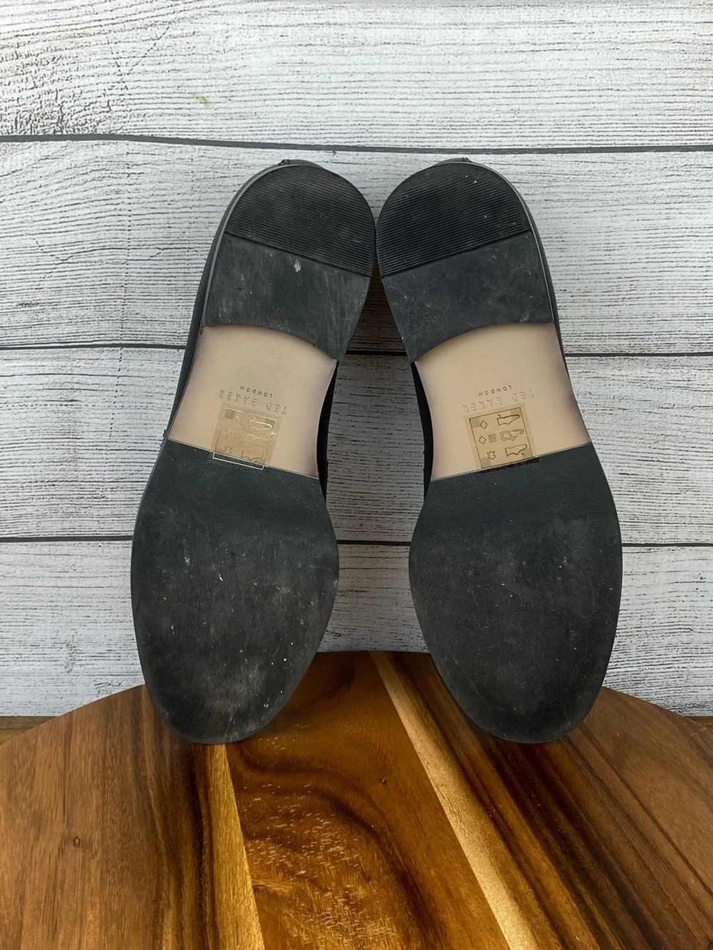 Ted Baker Parliament Penny Loafers Pebbled Black Leather Upper Men’s Shoe Size 9